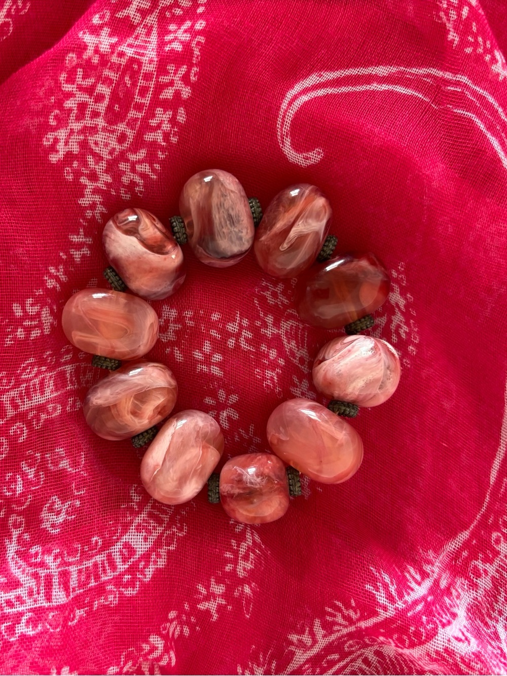 Mermaids Swirling Heart Agate Chunky Beachy Bracelet